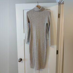 Tan Maternity Turtleneck Sweater Dress